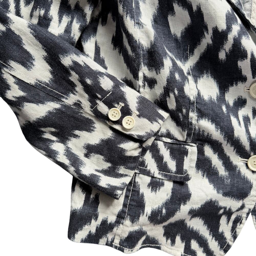 LOFT Blue White Ikat Print Blazer Size 8 Lightweight Jacket Career Casual Work - Picture 4 of 10
